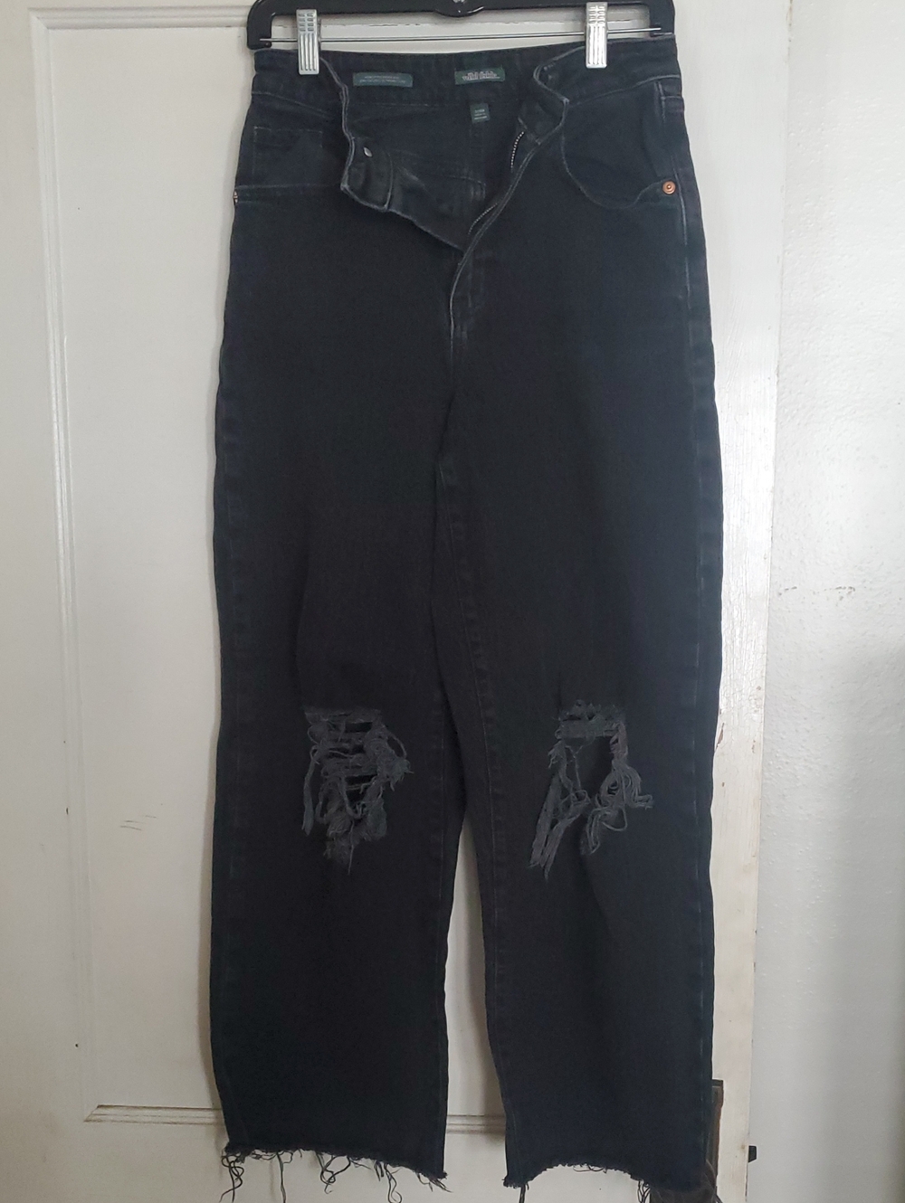 Women's Wild Fable Black Highest Rise Baggy Distressed Jeans
